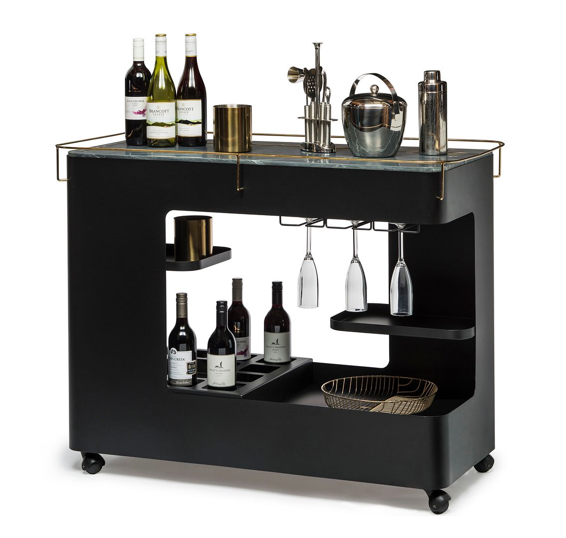 Wine Bar Cart Storage Mobile Drinks Display Organiser Iron